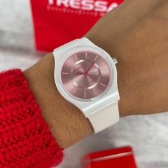 Reloj Tressa Funny TR-002 Blanco fondo rosa