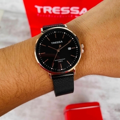 Reloj Tressa Aura Hombre malla tejida negra