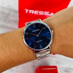 Reloj Tressa Tyler TR-249 Malla De Acero Cuadrante Azul Para Hombre