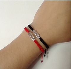 Pulsera Cordón rojo-negro con dije infinito