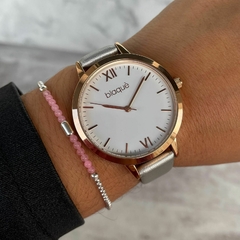 Reloj Blaquè BQ213PR Malla De Cuero Plateada borde rose. - comprar online