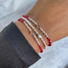 Pulsera con Dije ojito y bolitas plata 925 y cristal - tienda online