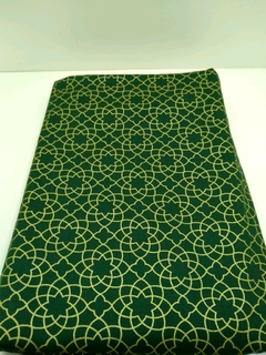 Tecido tricoline natal geométrico verde medindo 0,50x1,40cm - comprar online
