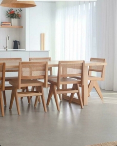 Silla Jeanneret De Madera En Esterilla De Rattan en internet