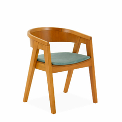 Silla Kurbë De Madera Eucaliptus Asiento Tapizado