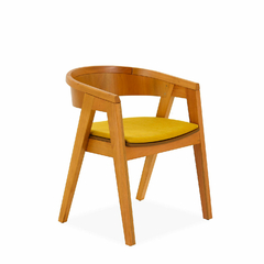 Silla Kurbë De Madera Eucaliptus Asiento Tapizado - Veró Amoblamientos