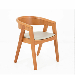 Silla Kurbë De Madera Eucaliptus Asiento Tapizado - tienda online