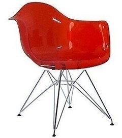 Sillon Eames Plastico Pvc Acrilico Rojo Base Cromada