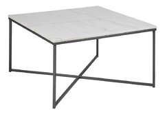 Mesa Ratona Aurora Tapa Vidrio Marmol Base Caño 90x90 Cm