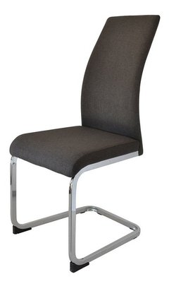 Silla Veneta Base Cromada Tapizada Tela Gris Oscuro O Claro - Veró Amoblamientos