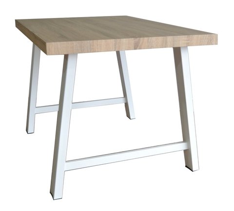 Mesa Modelo Trixy Base Blanca Tapa Madera Roble 120x80x75cm