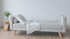 Sofa Cama Mark Con Apoyabrazos Base Madera Tela Lino Colores - tienda online