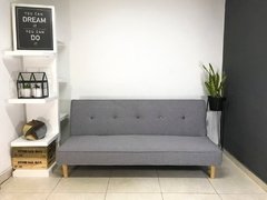 Sofa Cama Alexis Colorful Base Madera Tapizado En Tela Gris - comprar online