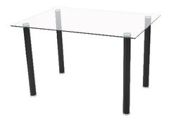 Mesa De Vidrio Pegado Laser Base Negra 120x80 Cm