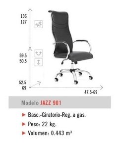 Sillón Ejecutivo Gerencial Jazz Black 901 Pintado Negro en internet