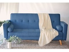Sofa Cama Mark Con Apoyabrazos Base Madera Tela Lino Colores - comprar online