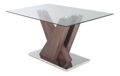 Mesa Modelo Vanna Tapa Vidrio Base Central 180x90x76 Cm