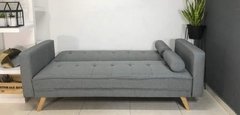 Sofa Cama Mark Con Apoyabrazos Base Madera Tela Lino Colores - tienda online