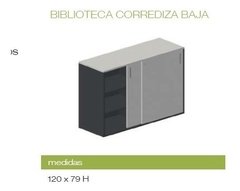 Biblioteca Baja Con 2 Puertas Corredizas 120x40x79 - Veró Amoblamientos