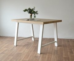 Mesa Modelo Trixy Base Blanca Tapa Madera Roble 120x80x75cm - comprar online