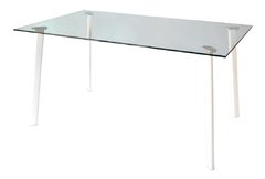 Mesa Modelo Ferra De Vidrio Patas Metal Colores 160x90x75 cm - Veró Amoblamientos