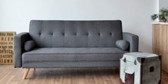 Sofa Cama Mark Con Apoyabrazos Base Madera Tela Lino Colores - comprar online
