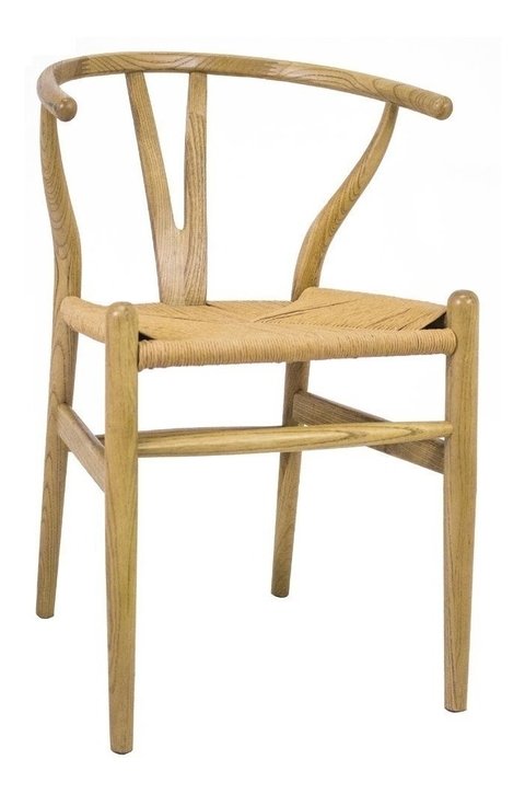 Silla Wishbone De Madera Asiento De Ratán