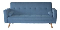 Sofa Cama Mark Con Apoyabrazos Base Madera Tela Lino Colores