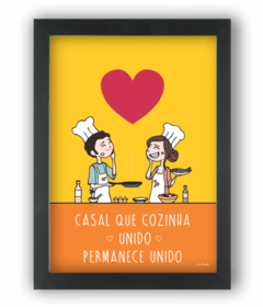 Quadro casal que cozinha junto