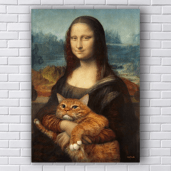 Placa Mona Lisa com gato