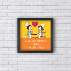 Quadro casal que cozinha junto