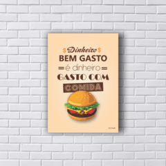 Placa DINHEIRO GASTO COM COMIDA