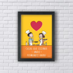 Quadro casal que cozinha junto