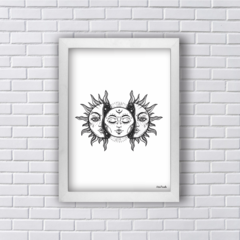 Quadro Tríplice Sol e Lua Esotérico