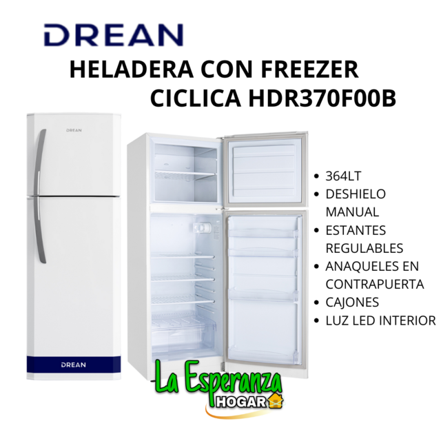 DREAN HELADERA CON FREEZAR CICLICA HDR370F00B