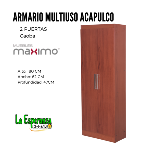 Armario Despensero Multiuso 2 Puertas 4 Estantes MÁXIMO Color Chocolate  Maple