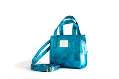Cartera Simona Bandolera mini Bag de cuero azul metal - comprar online