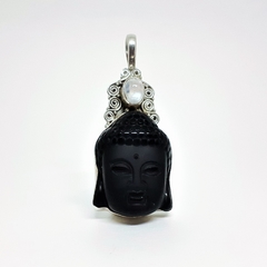 Pingente Buda Obsidiana e Pedra da Lua - Sal de Prata