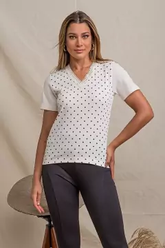 Blusa Mauricio 12948 algodao com renda m/c