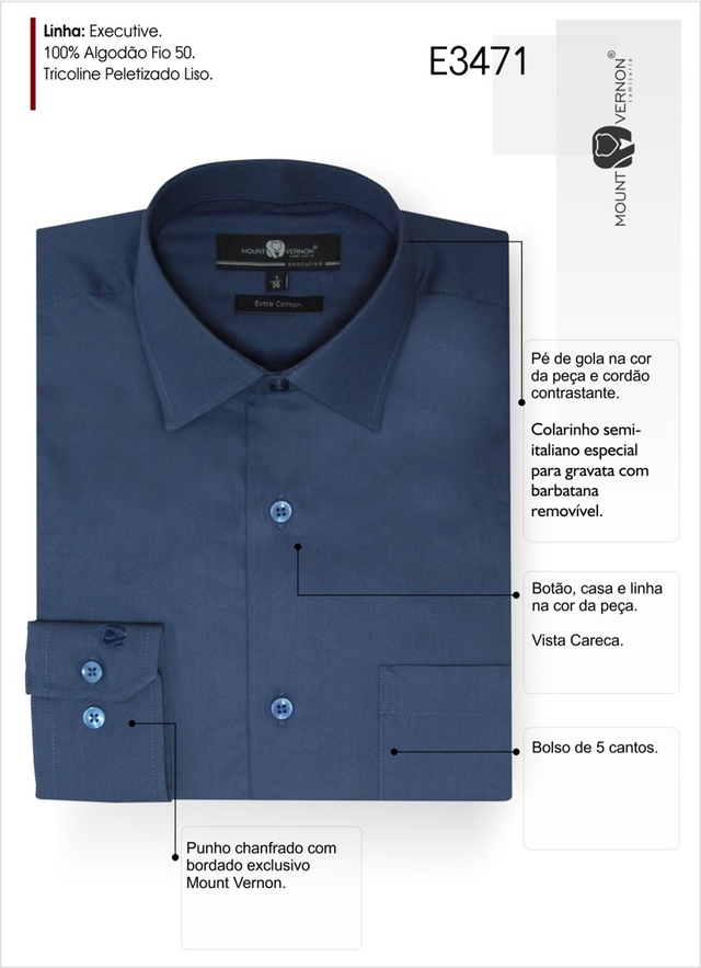 Camisa Mount Vernon 3471120 ml executive algodao