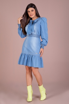 Vestido Hadaza 58139 jeans manga longa