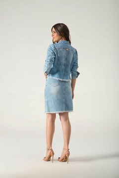 Saia Laura Rosa 810581 jeans levemente evase - comprar online