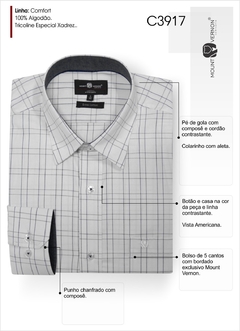 Camisa Mount Vernon 3917420 M/l confort algodao xadrez