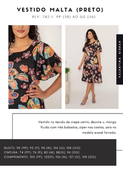 Vestido Valentina Sirrah 782 malta crepe de cetim estampado - comprar online