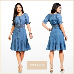 Vestido Row An 2503 jeans com lastex na cintura - comprar online