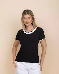 Blusa Mauricio 14093 malha visco com ribana no decote