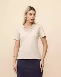 Blusa Mauricio 13903 13904 m/c com guipir malha canelada de algodao na internet