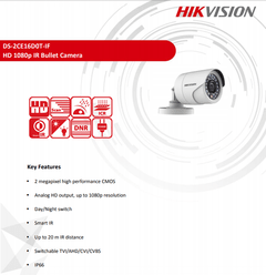 Cámara HD-TVI Bullet Metálica 1080p Infrarroja Hikvision - DS-2CE16D0T-IF en internet