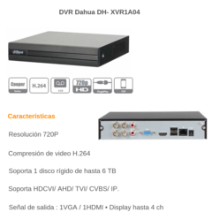 Grabador Digital (DVR) Dahua Cooper de 4 Canales Pentahibrido 720P/1080N - XVR1A04 - comprar online