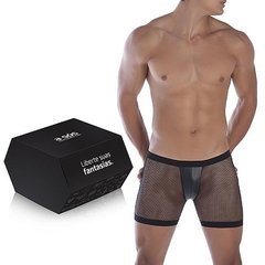 Cueca Sexy Box Teen Black em Tela com detalhe em Vinil